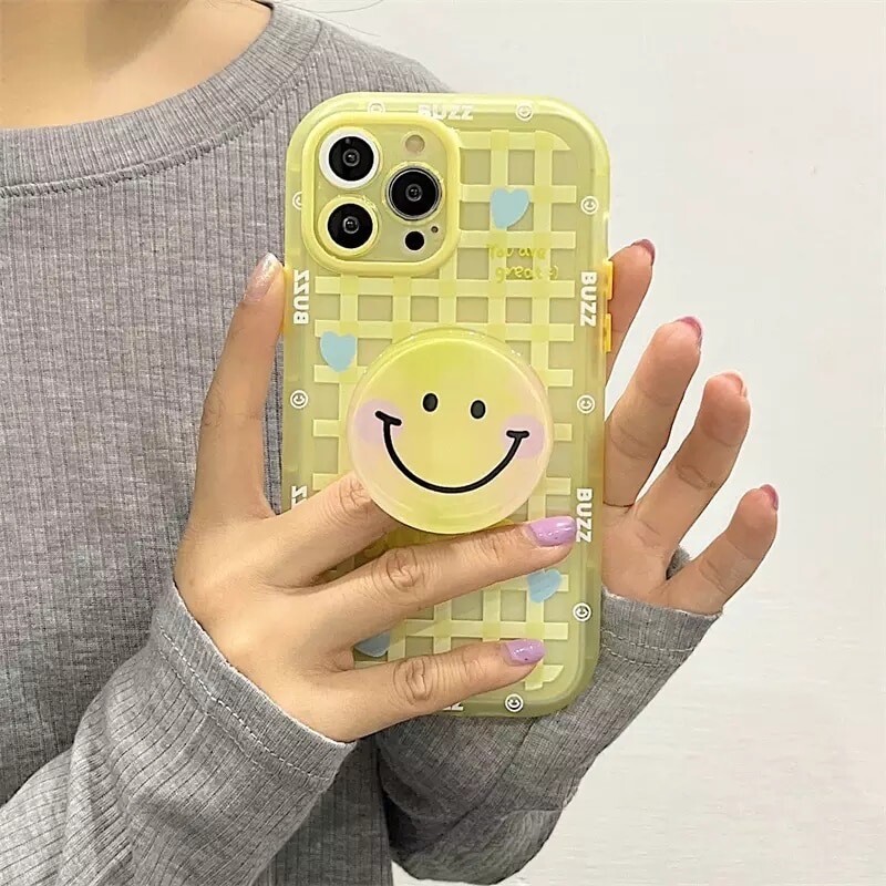 Cover con pop socket happy face