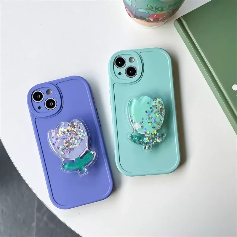 Cover con pop socket de flor