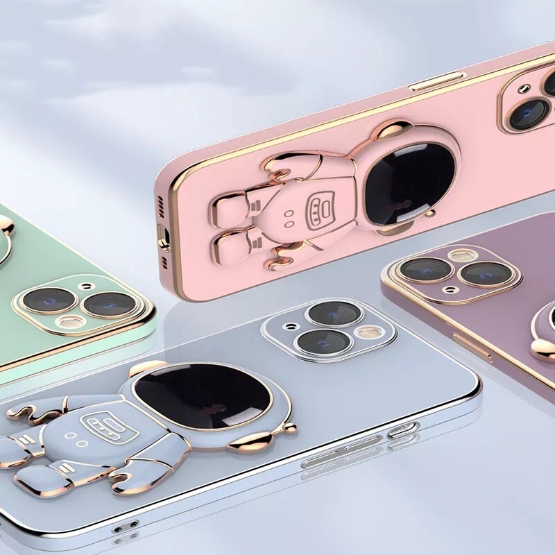Cover con pop socket de astronauta