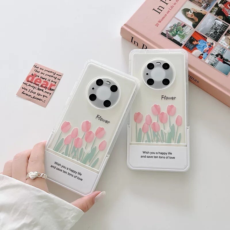 Cover de tulipanes con stand