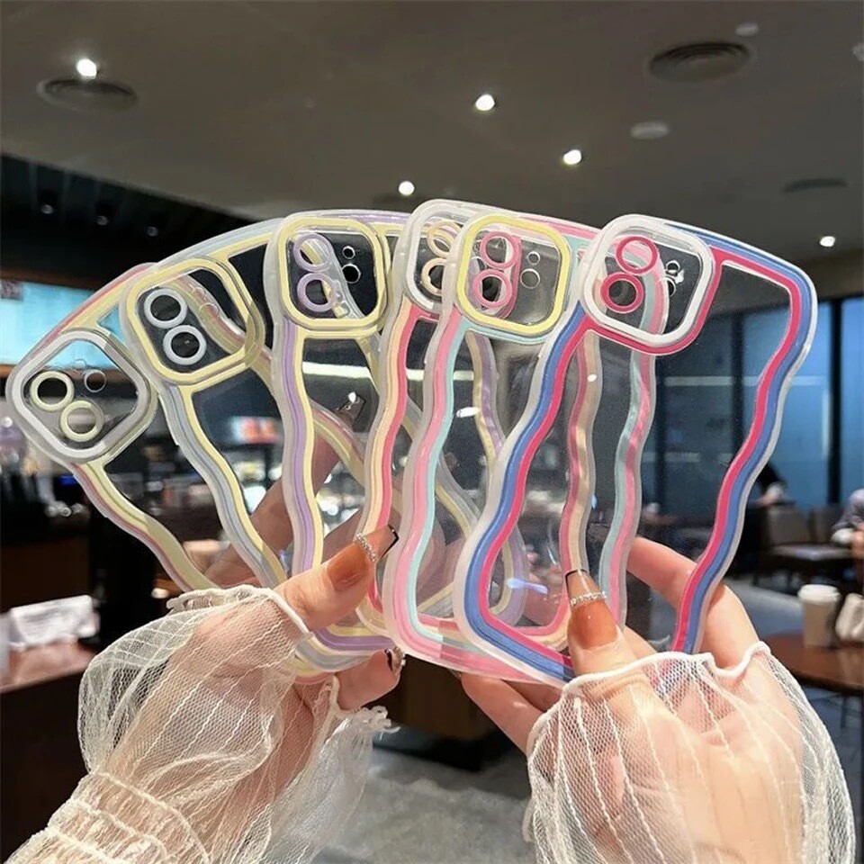 Cover transparente con curvas de colores