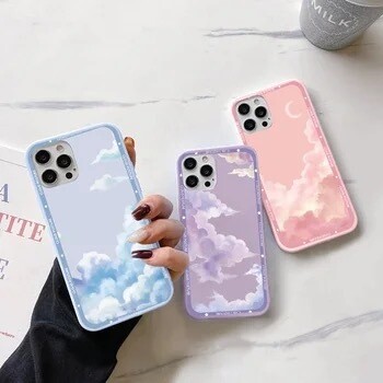 Cover de silicon diseño de nubes