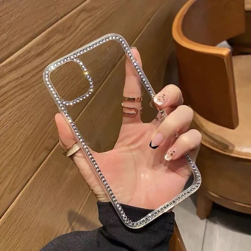 Cover transparente borde de diamantes