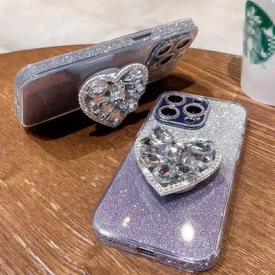 Cover brillo con popsocket de corazón