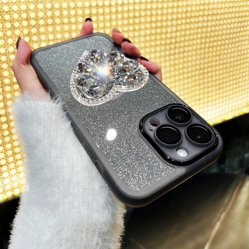 Cover brillo con popsocket de corazón