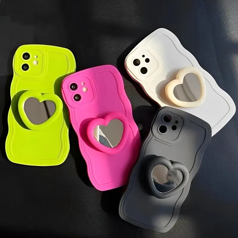 Cover unicolor curvo con popsocket espejo
