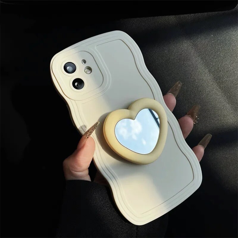 Cover unicolor curvo con popsocket espejo