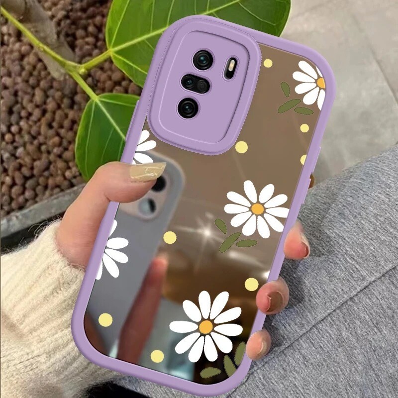 Cover espejo con diseño de flores