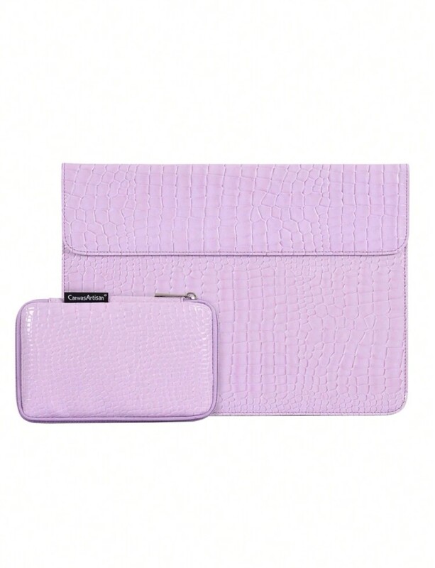 Funda y  mini pouch de laptop diseño de cuero
