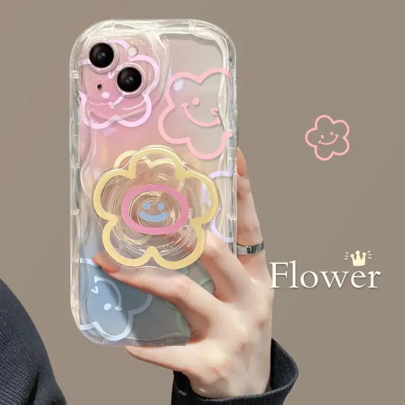 Cover Flores pasteles con popsocket