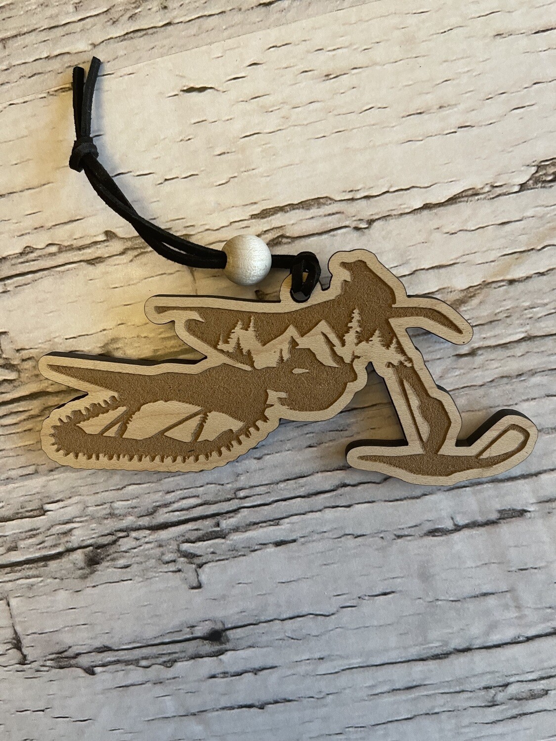 Wood Snowbike Ornament