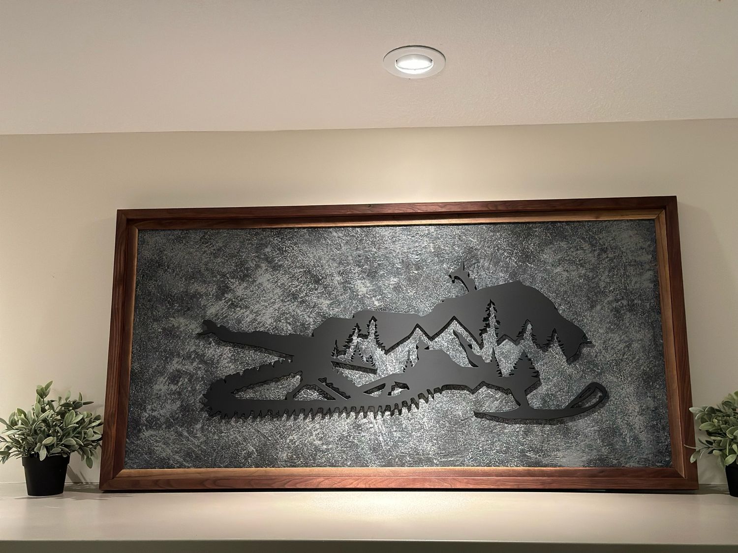 Walnut framed Sled Art