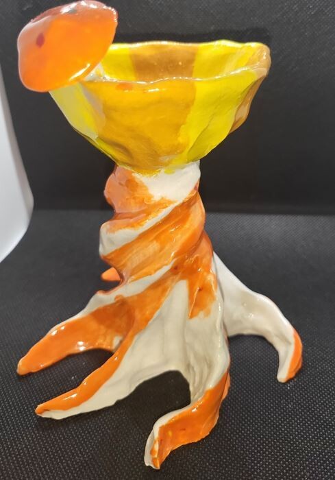 Orange and White Mushroom Tree Bowl