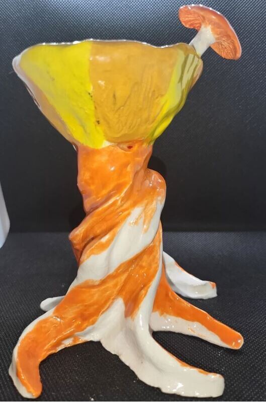 Orange and White Mushroom Tree Bowl