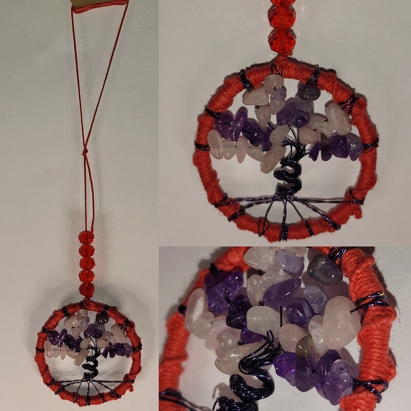 Amethyst and Rose Quartz Tree of Life Sun Catcher