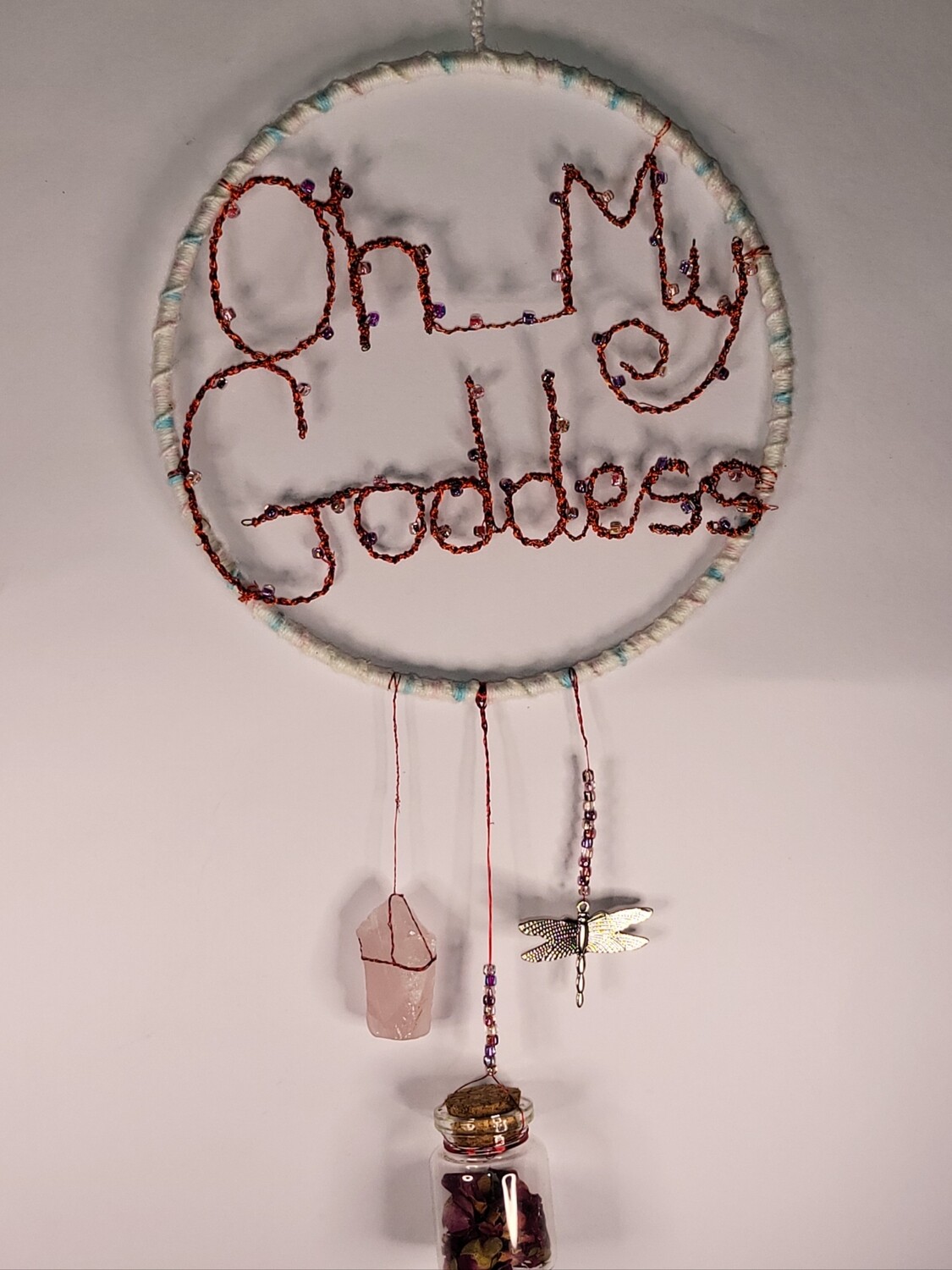 Oh My Goddess with rose quartz and dried rose petals