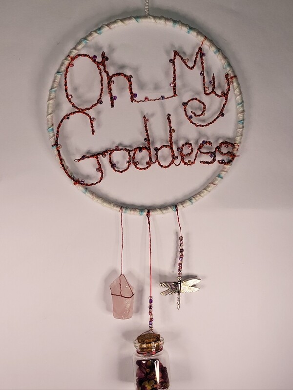 Oh My Goddess with rose quartz and dried rose petals
