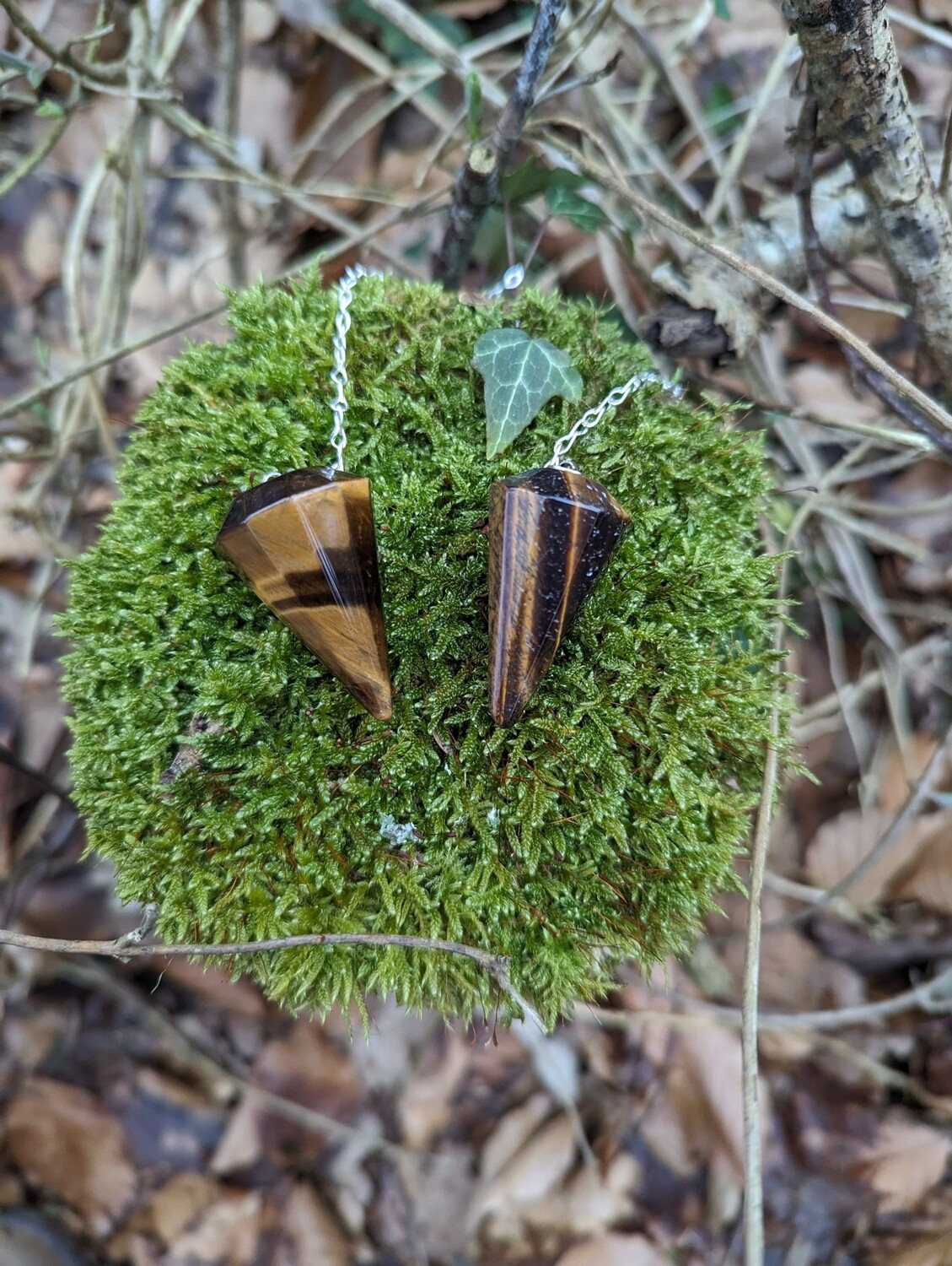 Tigers Eye crystal pendulums for dowsing and divination