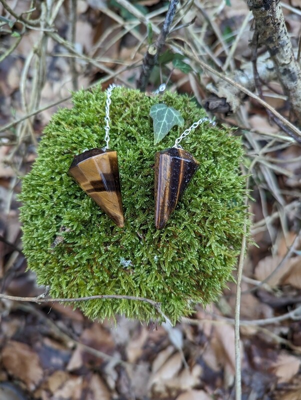 Tigers Eye crystal pendulums for dowsing and divination