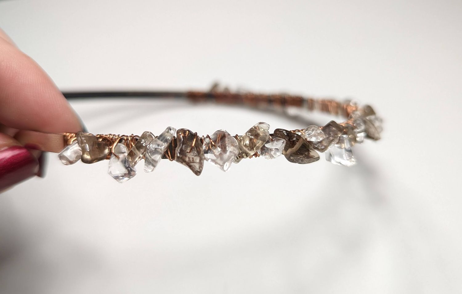 Clear Quartz and Smokey Quartz Crystal Headband