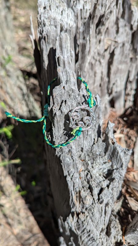 Mushroom bracelet in greens