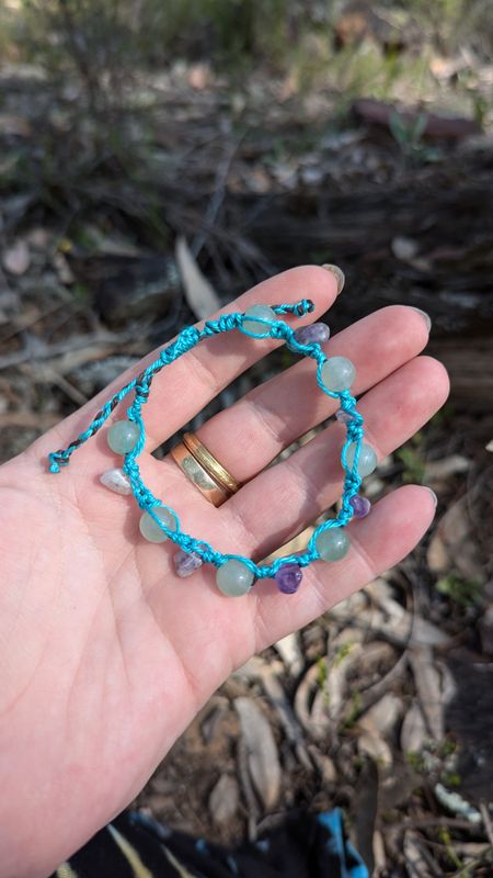Amethyst and Jade adjustable bracelet