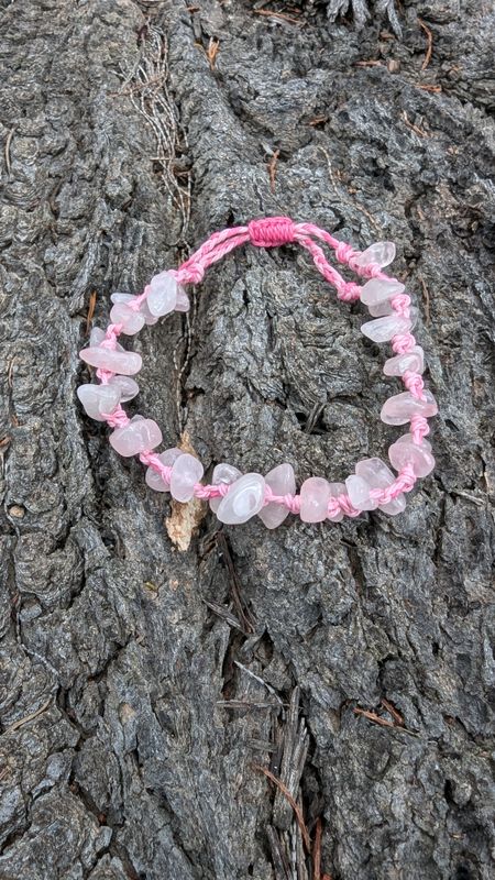 Rose Quartz chip knotted bracelet