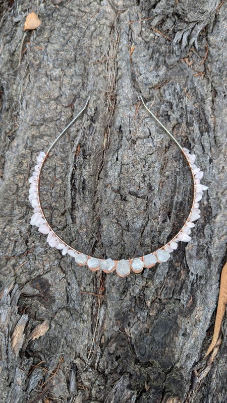 Rose Quartz and Clear Quartz Crystal Headband