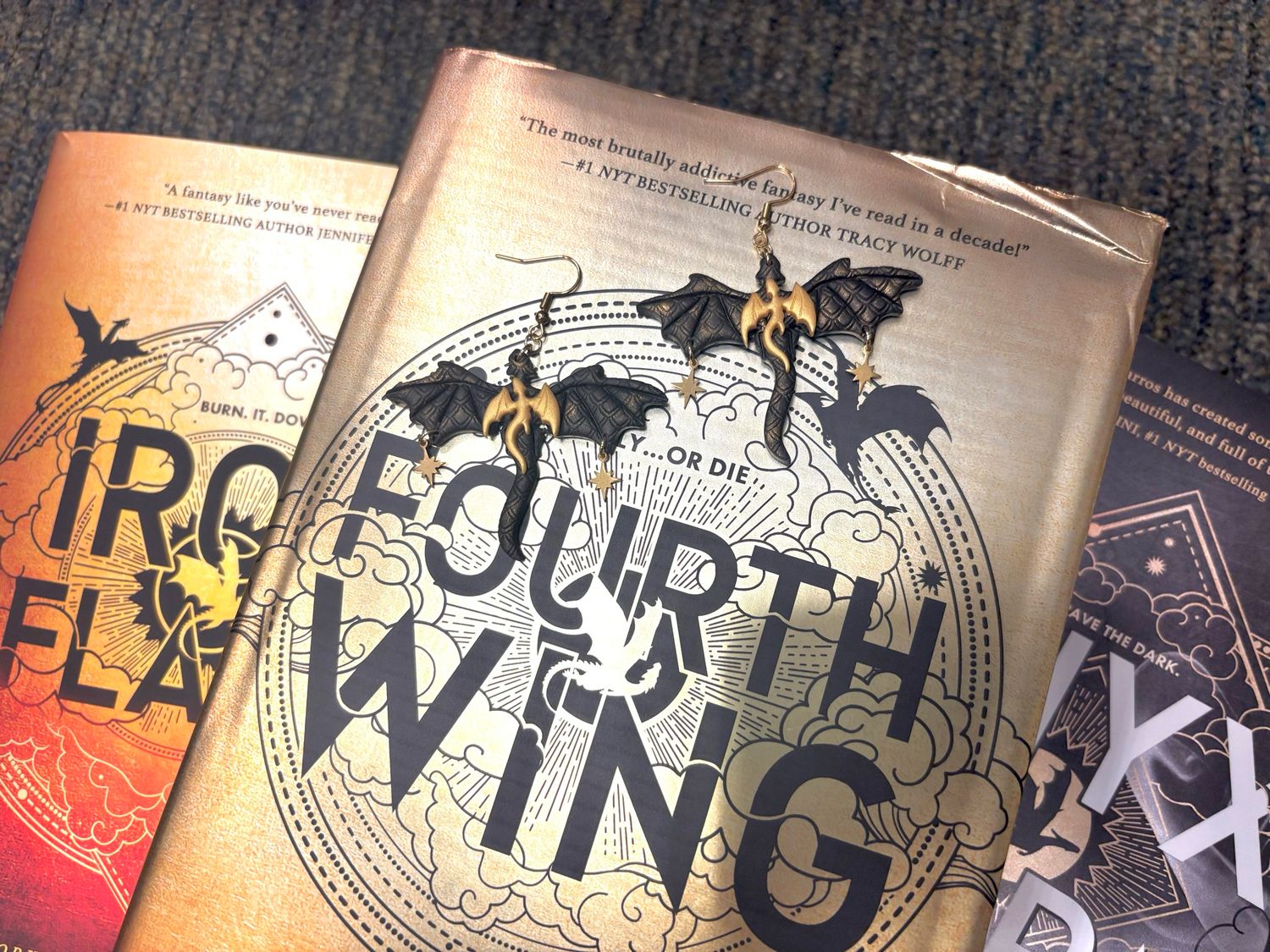 Black &amp; Gold Dragon Dangles