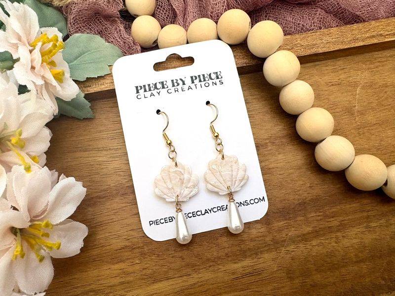 Seashell Pearl Dangles