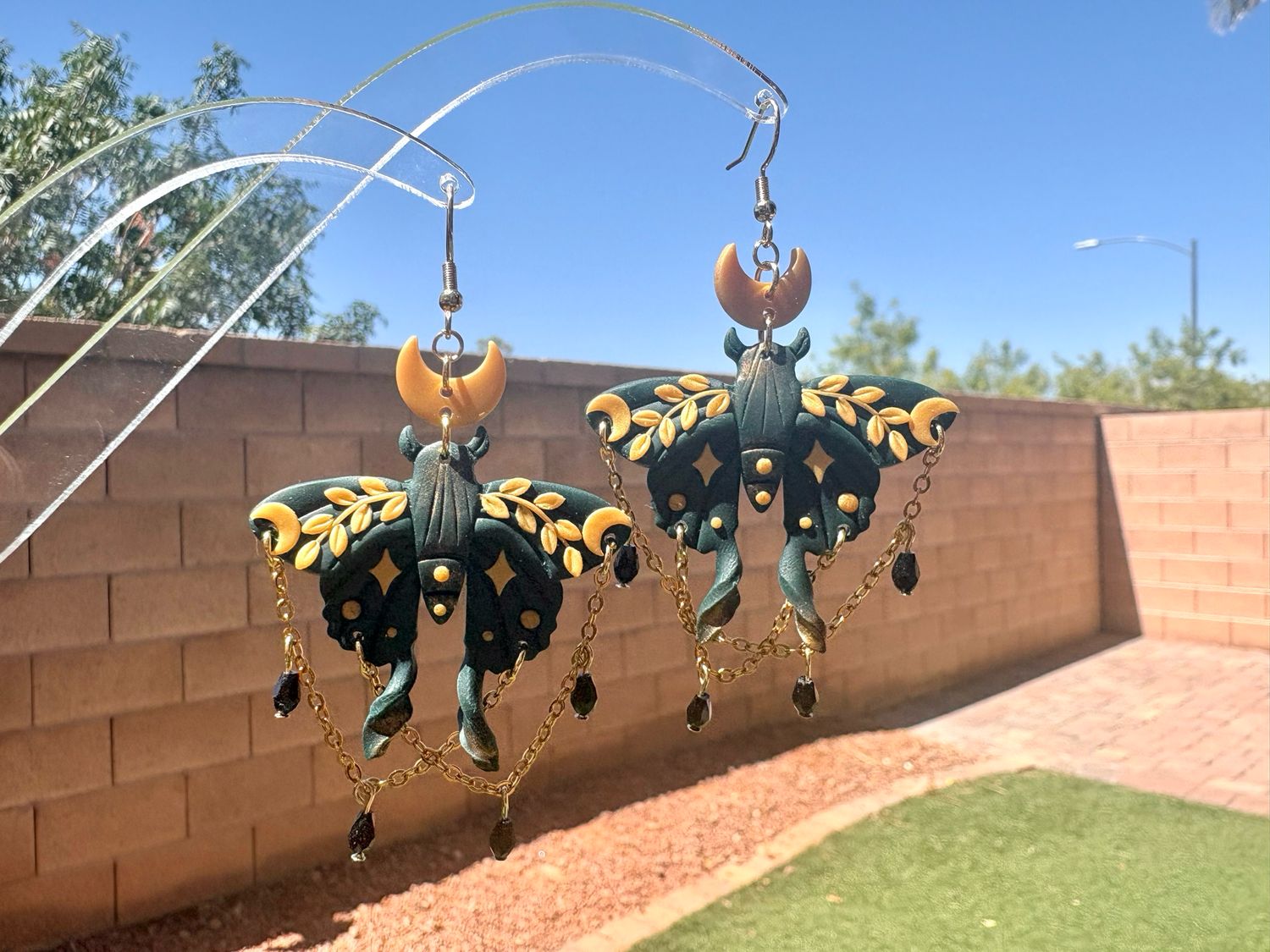 Jeweled Luna Moth Dangles