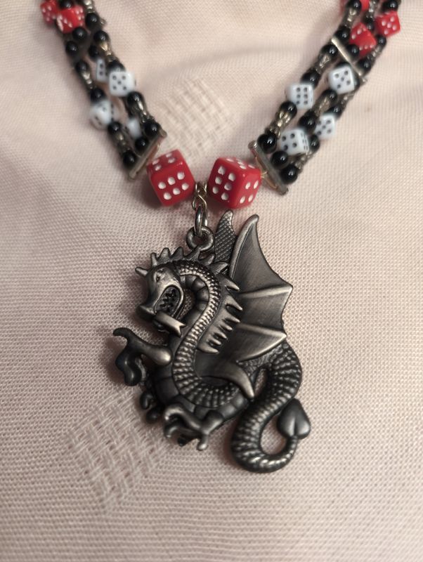 18" Dragon and Dice Necklace