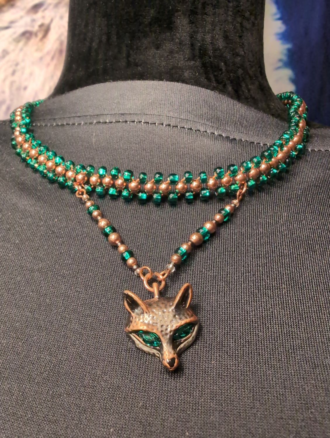 17" Double Beaded Fox Necklace