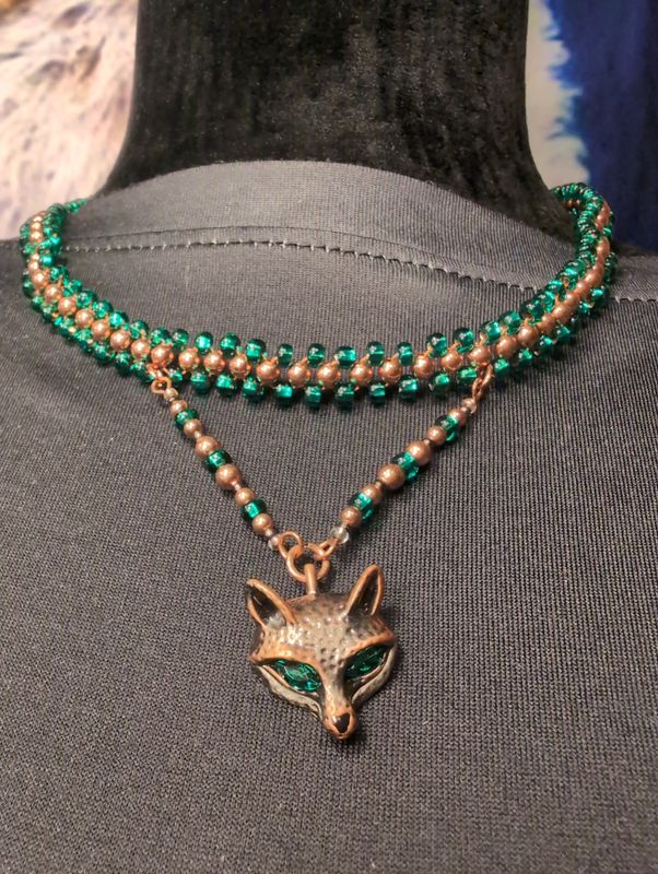 17" Double Beaded Fox Necklace