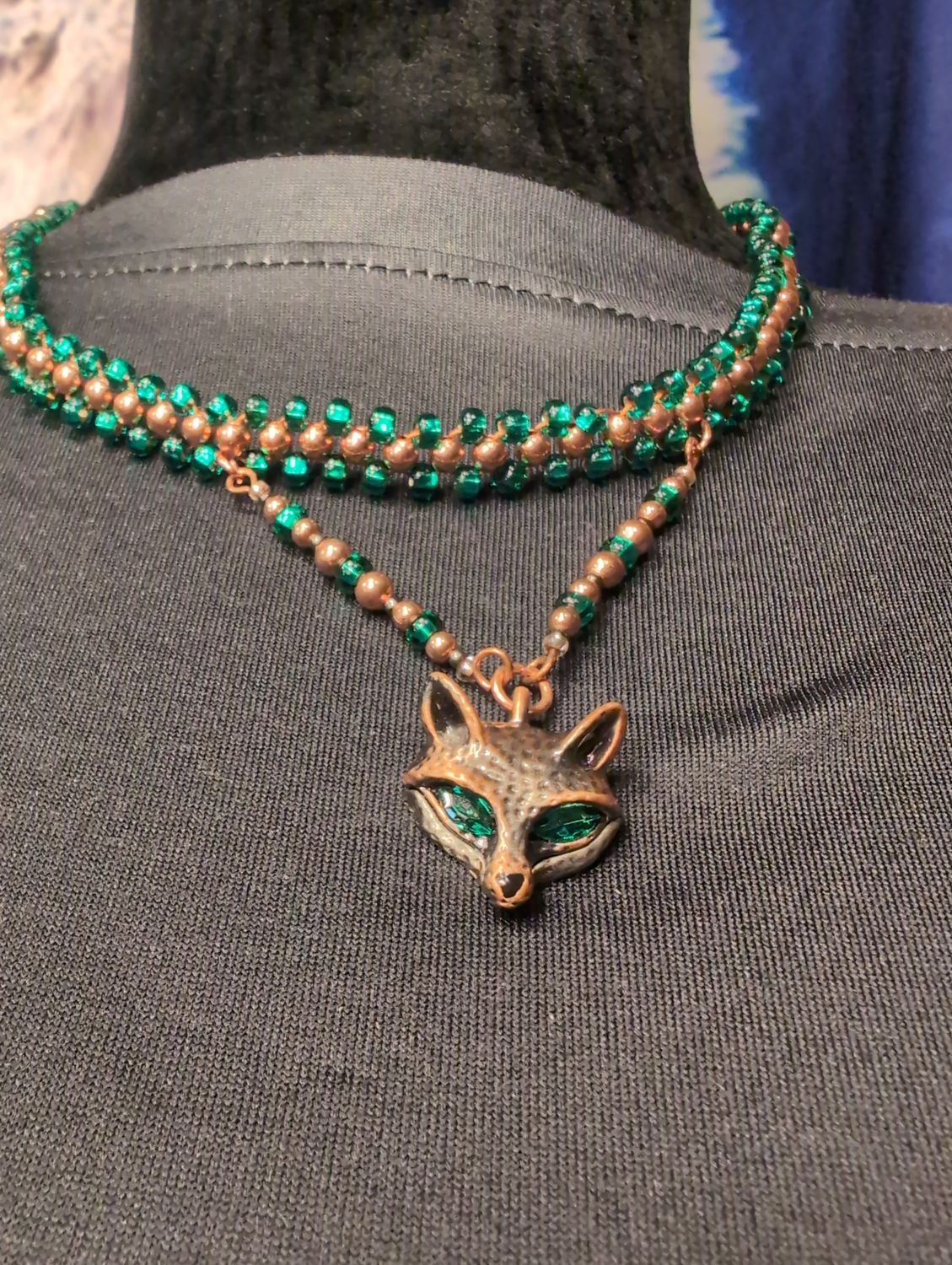 17" Double Beaded Fox Necklace