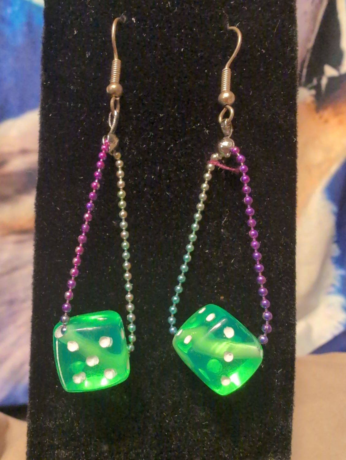 Green Dice Earrings