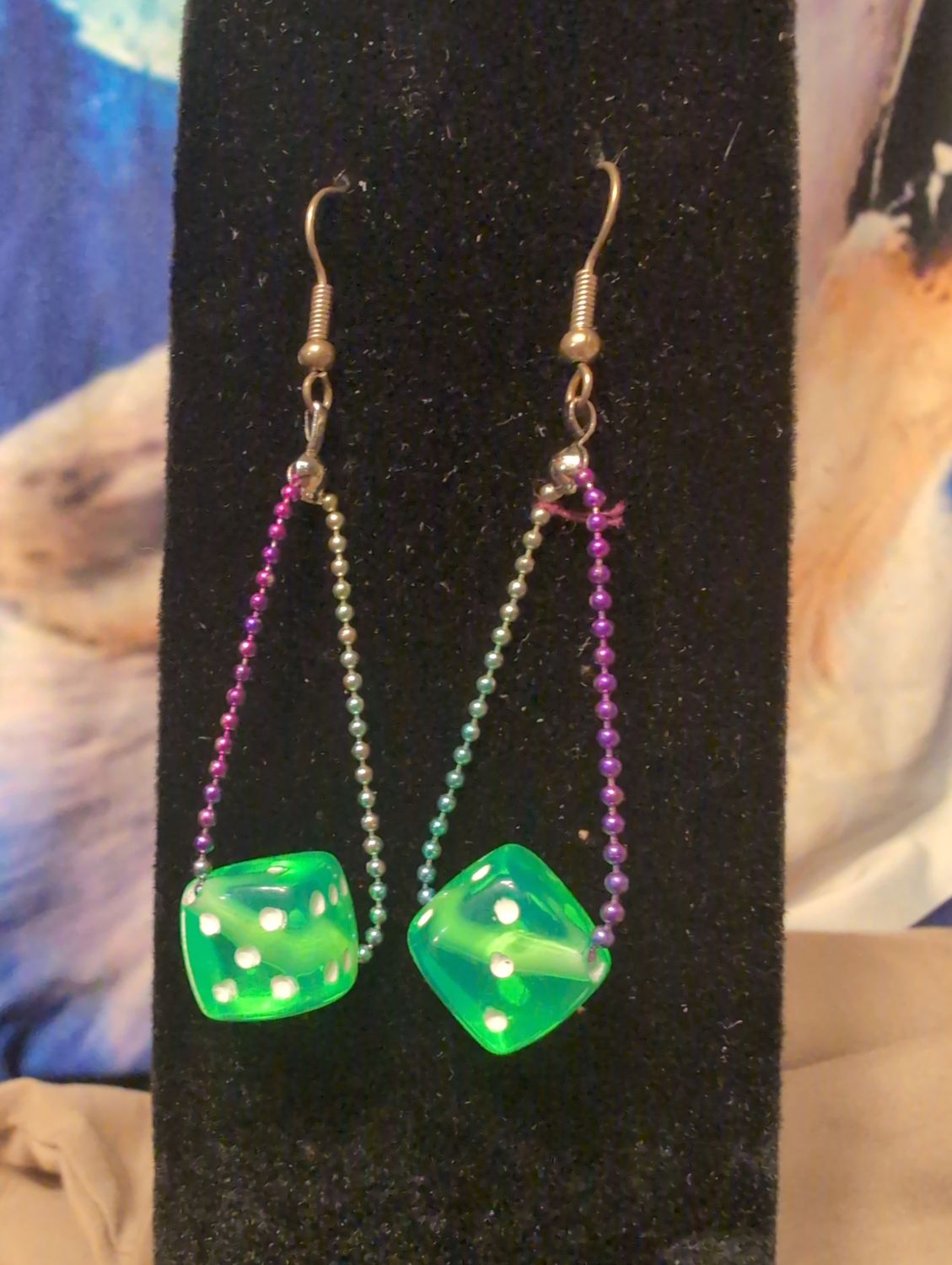 Green Dice Earrings