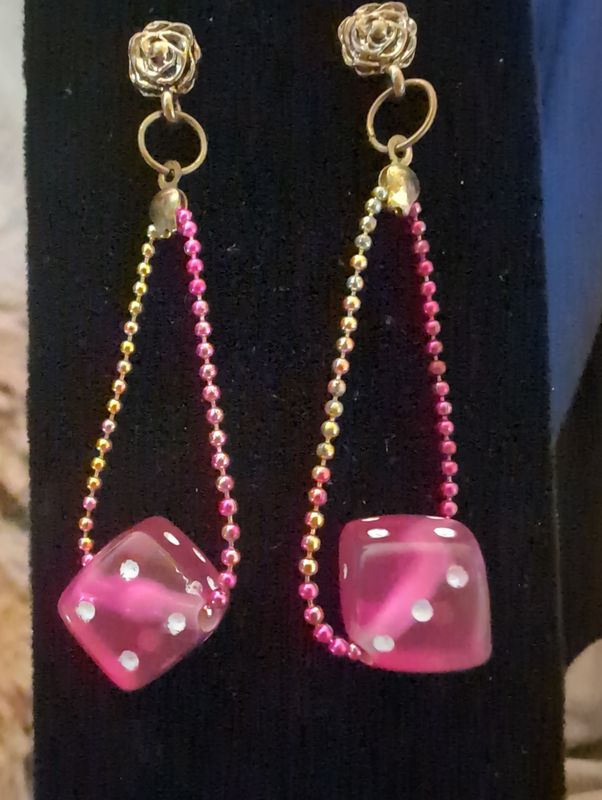 Pink Dice Earrings