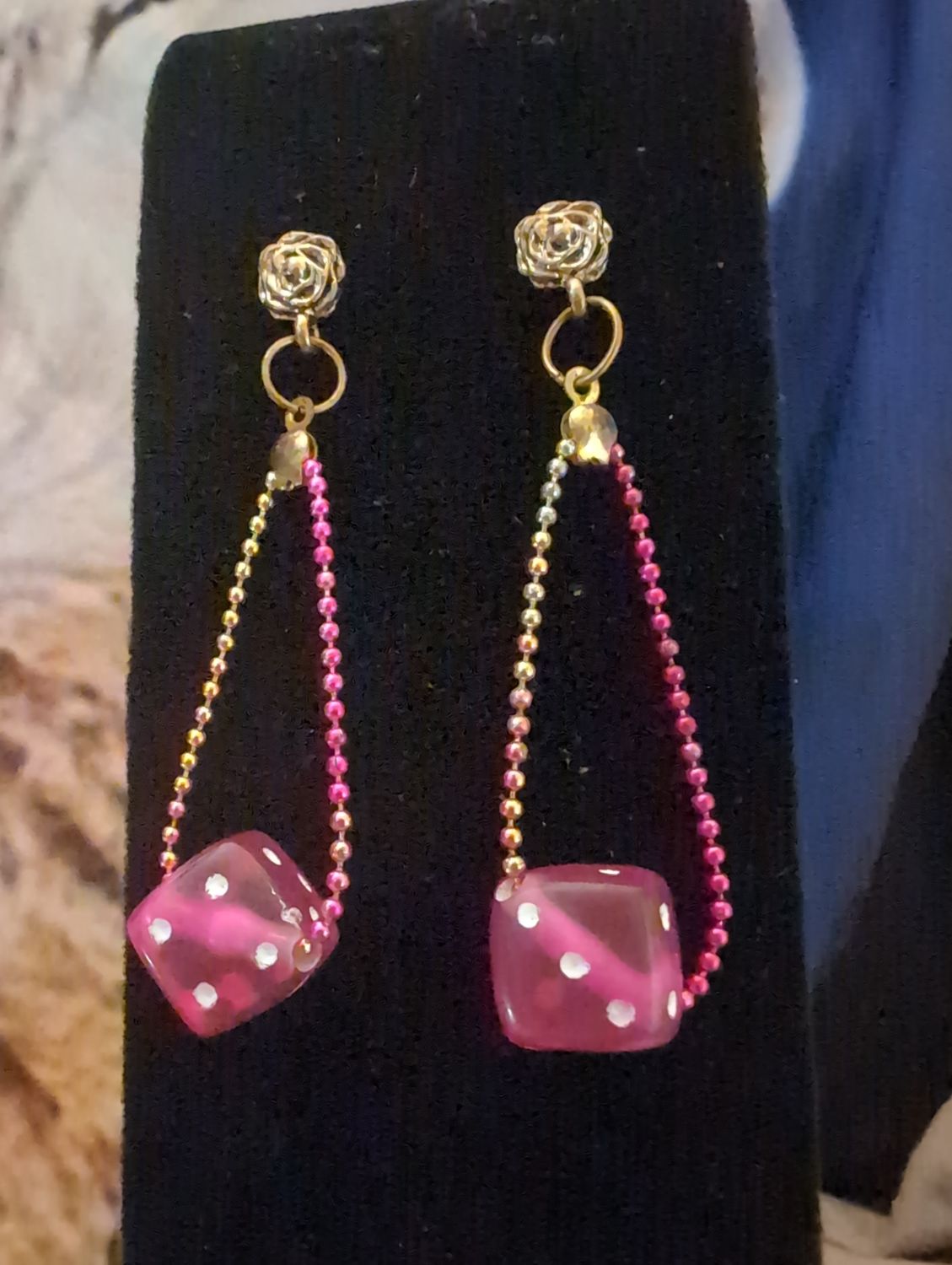 Pink Dice Earrings