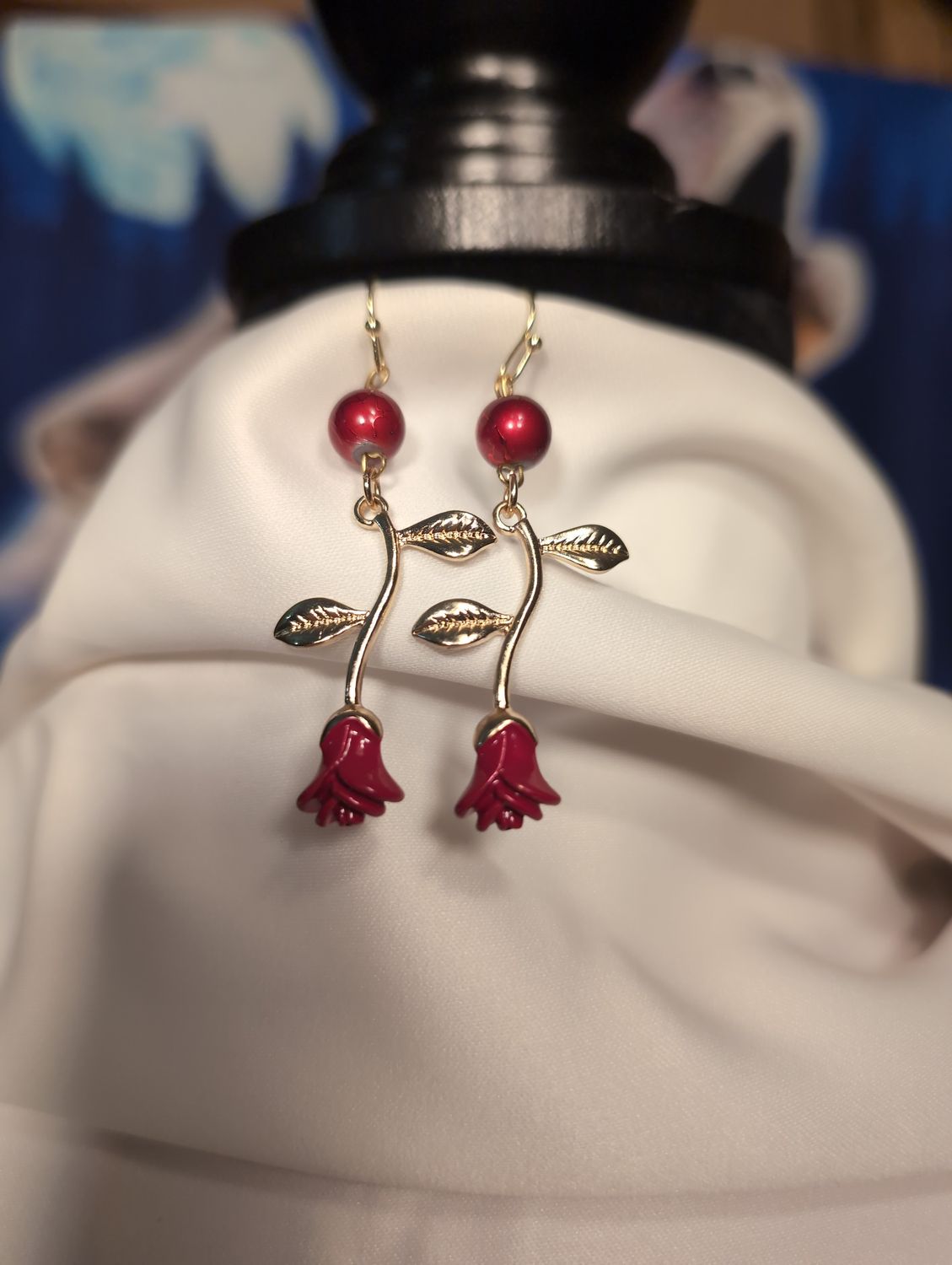 Red Rose Earrings