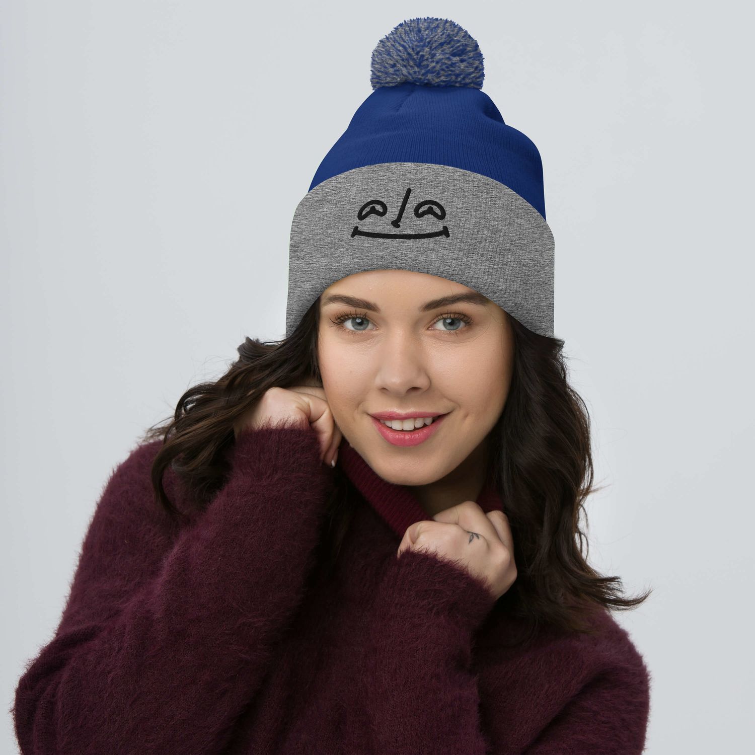Smile Pom-Pom Beanie
