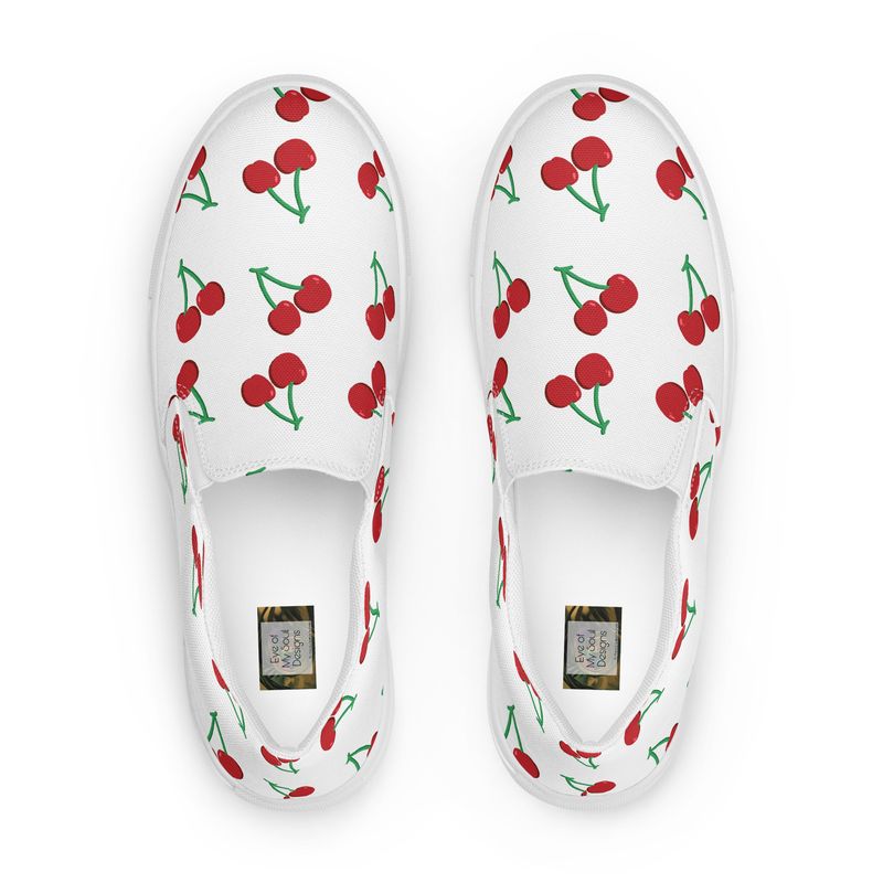 Red Cherry Women’s slip-on canvas shoes