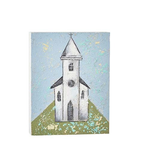Art - White Skinny Chapel Wood Block