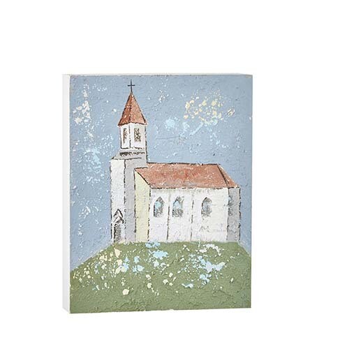 White Chapel with Red Roof Canvas Print