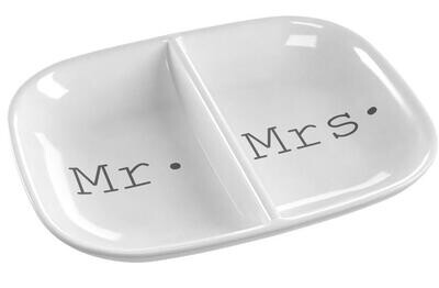 Trinket Dish - Mr. & Mrs. - Two-Sections