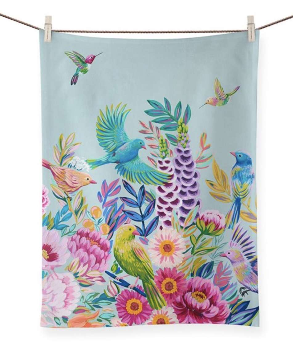 Garden Grown Birds Tea Towel
