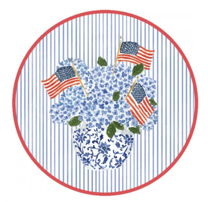 Placemats - Paper - Flag & Hydrangea - Set Of 12