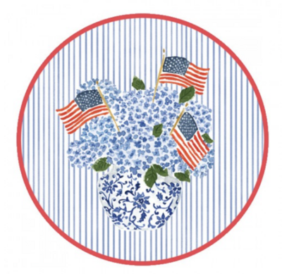 Placemats - Paper - Flag &amp; Hydrangea - Set Of 12