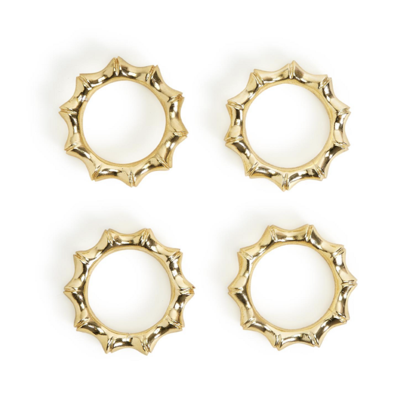 Napkin Rings - Golden Bamboo - Set Of 4