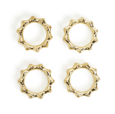 Golden Bamboo Napkin Rings - Set Of 4